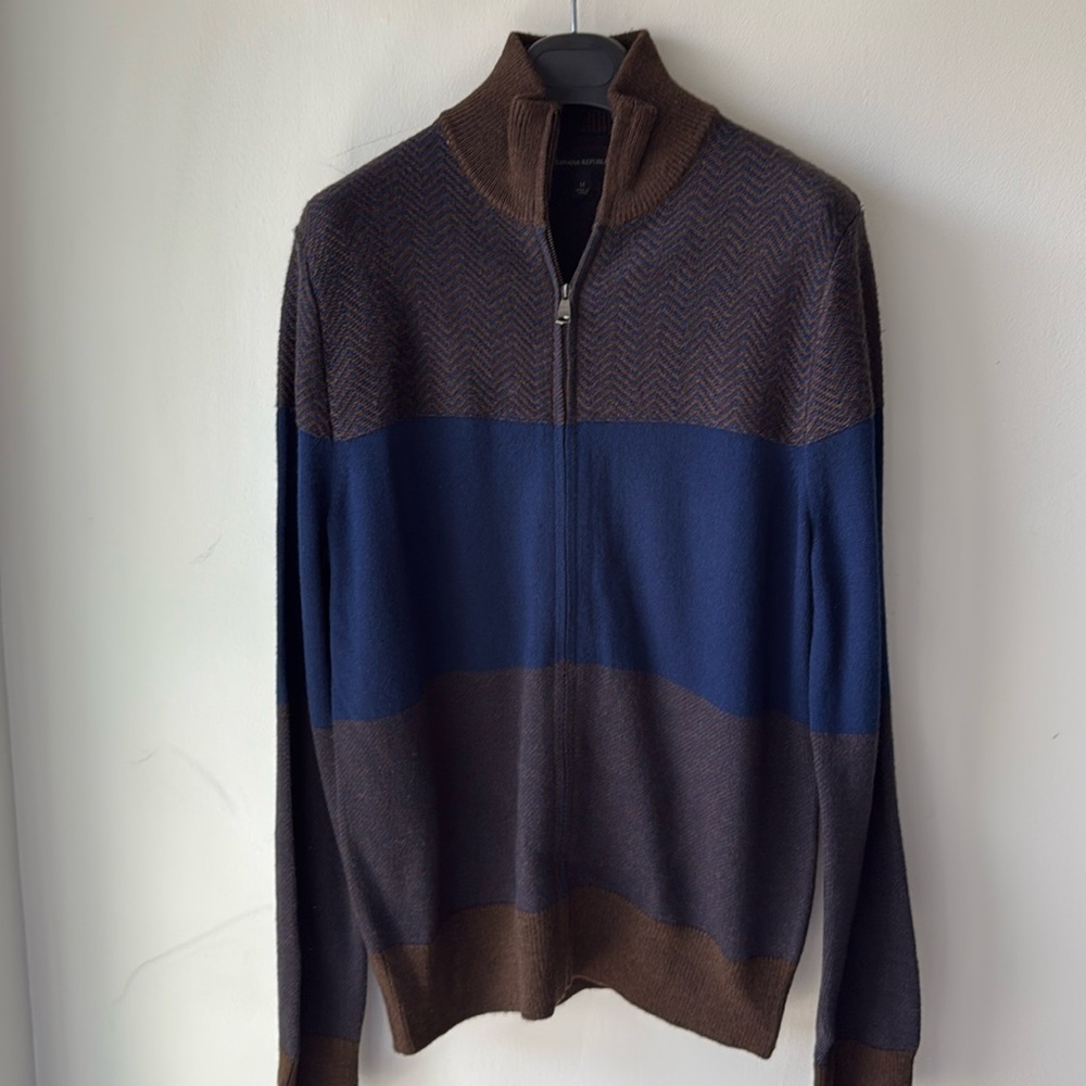 Men’s Banana Republic Colorblock Zip Sweater in Beaver brown Medium
